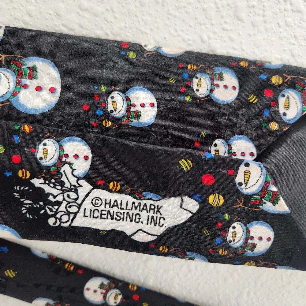 Hallmark‎ Yule Tie Greetings Mens Christmas Snowman tie 59.5in